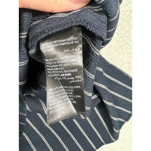 Chicos Travelers Womens Small Navy Blue White Striped Short Sleeve Tunic Shirt - Picture 3 of 8